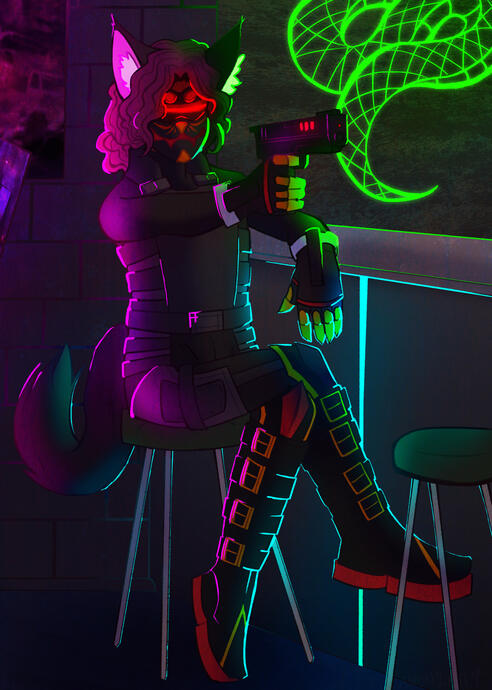 Fullbody, complex background